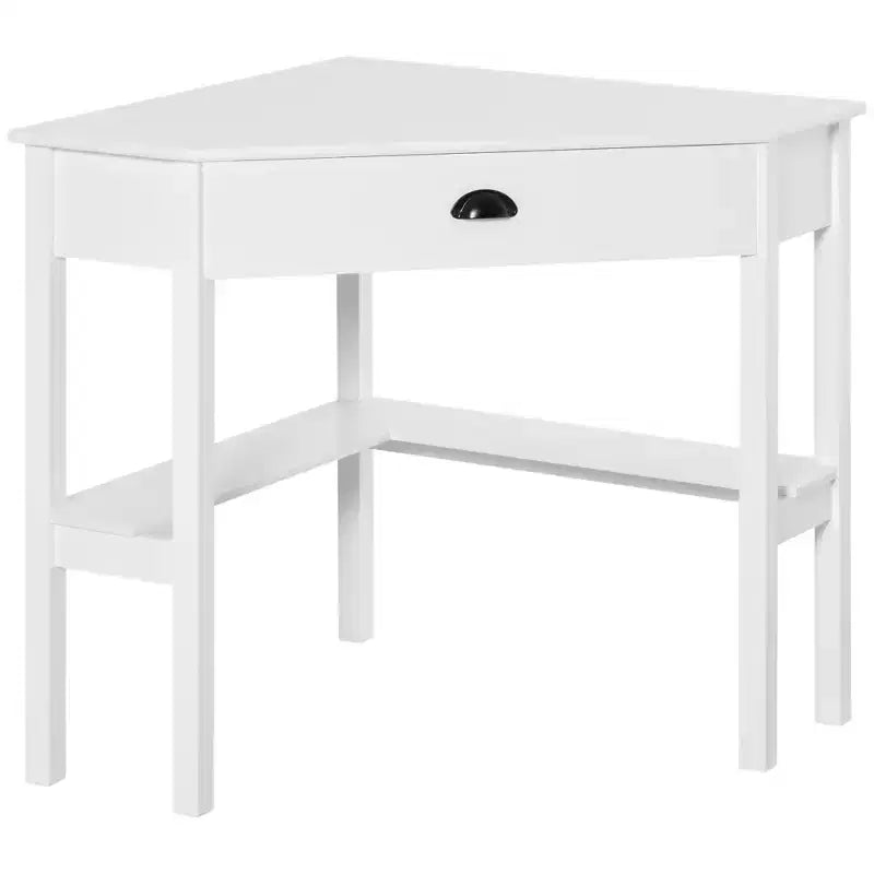 GDFStudio Gabriel Modern Corner Computer Desk with Drawer and Lower Shelves