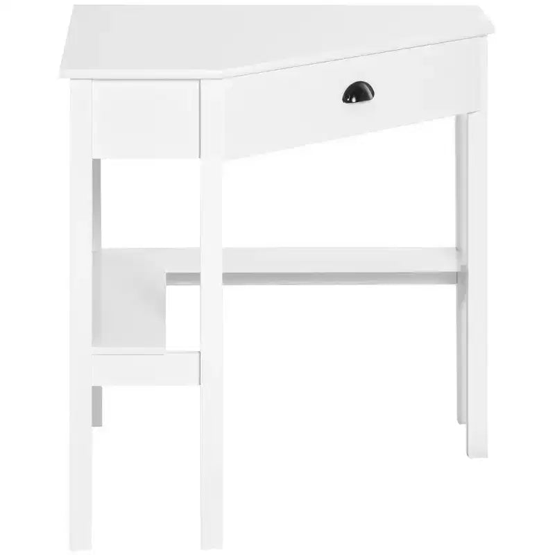 GDFStudio Gabriel Modern Corner Computer Desk with Drawer and Lower Shelves