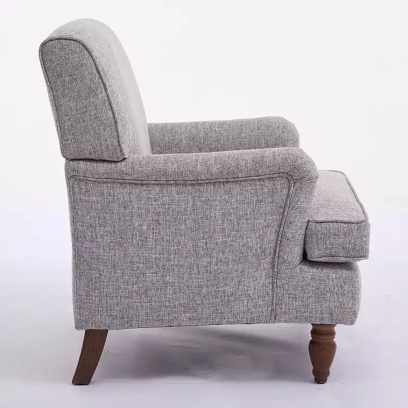 GDFStudio Sidney Accent Armchair with Upholstered Linen Fabric and Solid Wood Legs