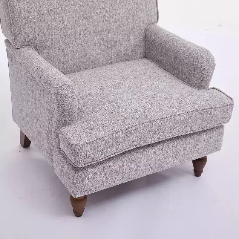 GDFStudio Sidney Accent Armchair with Upholstered Linen Fabric and Solid Wood Legs