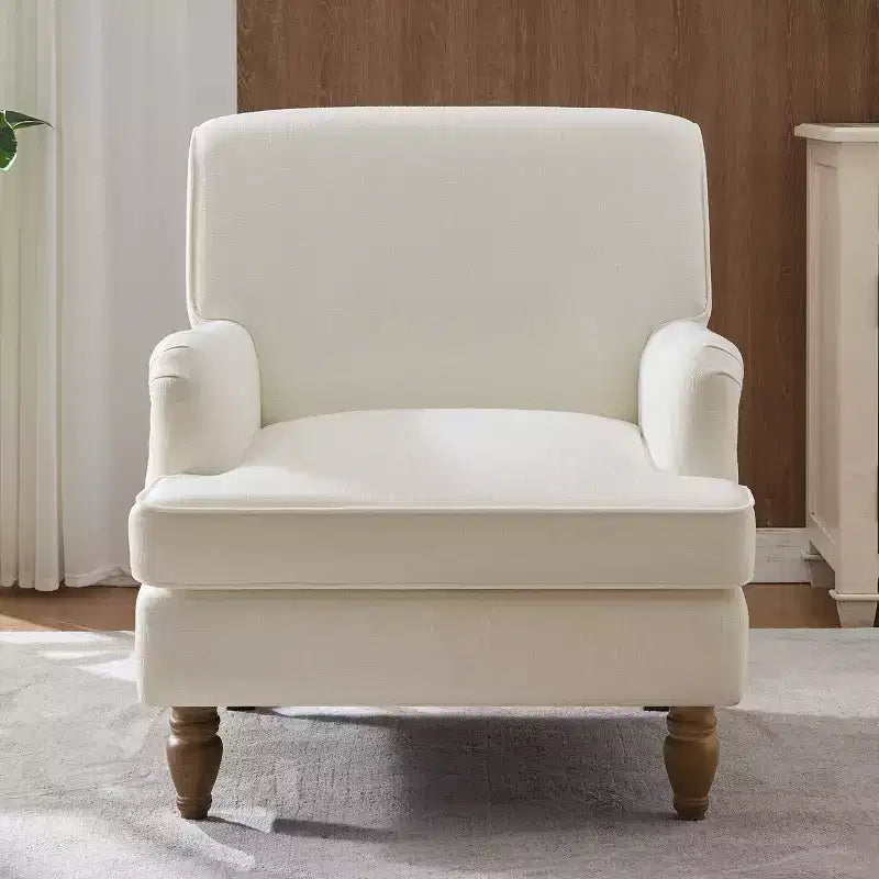 GDFStudio Sidney Accent Armchair with Upholstered Linen Fabric and Solid Wood Legs