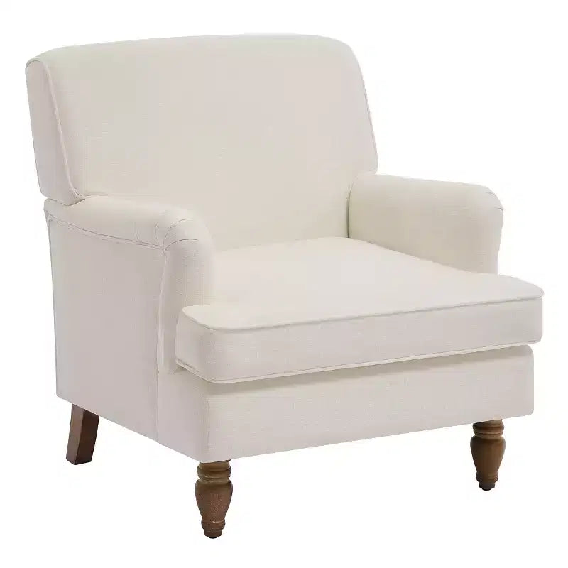GDFStudio Sidney Accent Armchair with Upholstered Linen Fabric and Solid Wood Legs