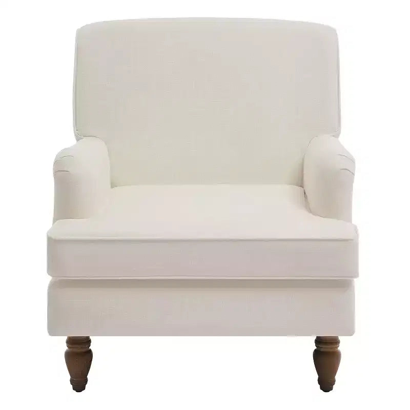 GDFStudio Sidney Accent Armchair with Upholstered Linen Fabric and Solid Wood Legs