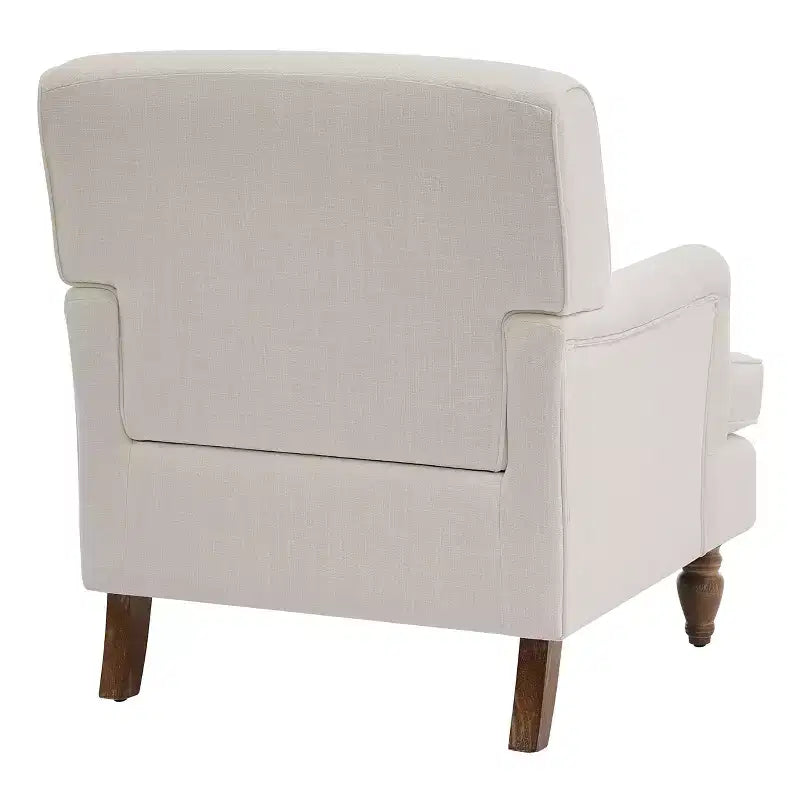 GDFStudio Sidney Accent Armchair with Upholstered Linen Fabric and Solid Wood Legs
