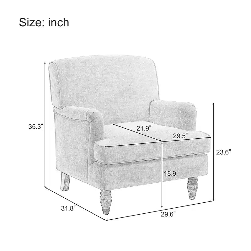 GDFStudio Sidney Accent Armchair with Upholstered Linen Fabric and Solid Wood Legs