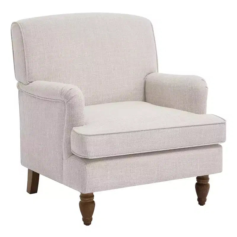 GDFStudio Sidney Accent Armchair with Upholstered Linen Fabric and Solid Wood Legs