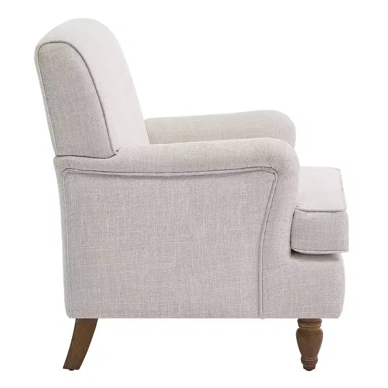 GDFStudio Sidney Accent Armchair with Upholstered Linen Fabric and Solid Wood Legs
