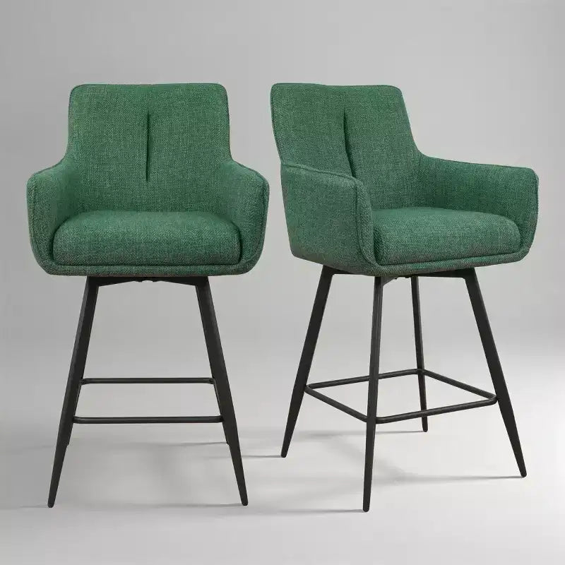 Art Leon Set of 2 Fabric Swivel Counter Height Barstools