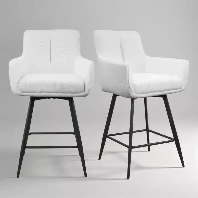 Art Leon Set of 2 Fabric Swivel Counter Height Barstools