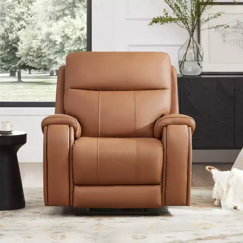 Spruce & Spring Genuine Leather Zero Gravity Power Recliner Chair with Charging Ports