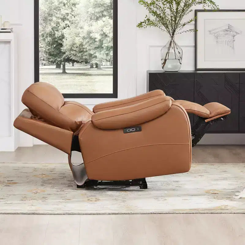 Spruce & Spring Genuine Leather Zero Gravity Power Recliner Chair with Charging Ports