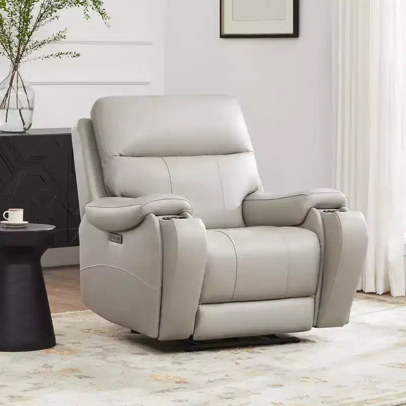 Spruce & Spring Genuine Leather Zero Gravity Power Recliner Chair with Charging Ports