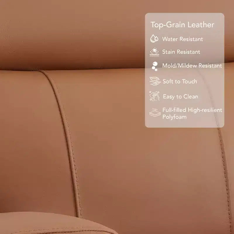 Spruce & Spring Genuine Leather Zero Gravity Power Recliner Chair with Charging Ports