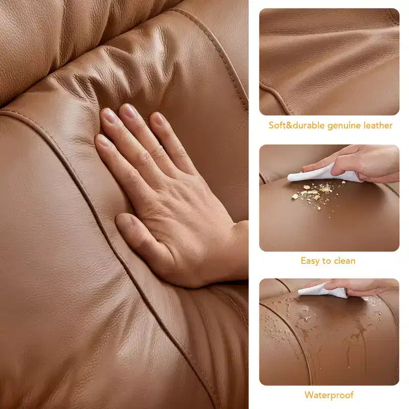 Spruce & Spring Genuine Leather Zero Gravity Power Recliner Chair with Charging Ports