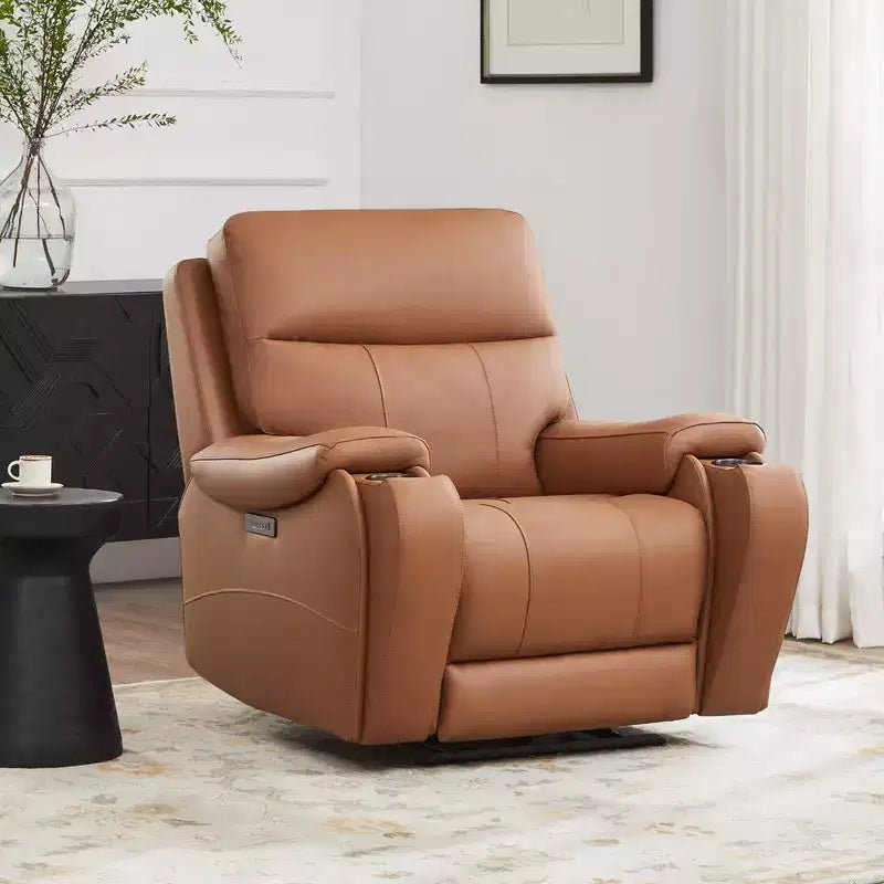 Spruce & Spring Genuine Leather Zero Gravity Power Recliner Chair with Charging Ports