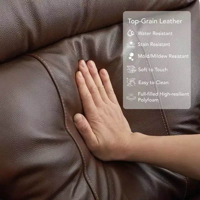 Spruce & Spring Genuine Leather Zero Gravity Power Recliner Chair with Charging Ports