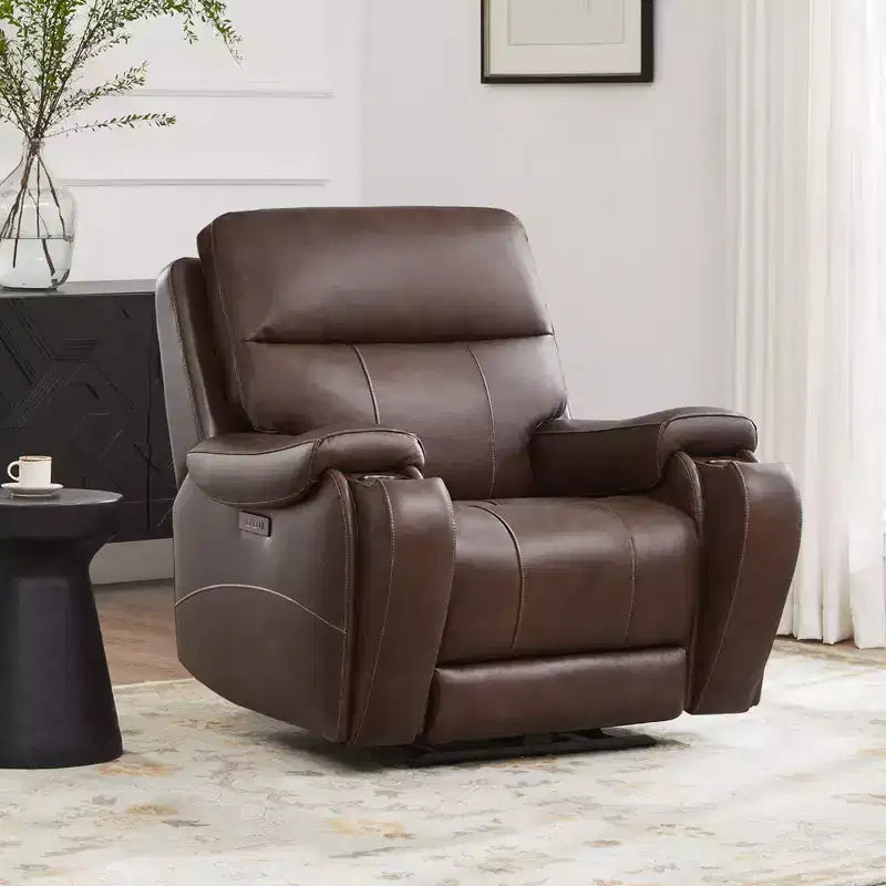 Spruce & Spring Genuine Leather Zero Gravity Power Recliner Chair with Charging Ports