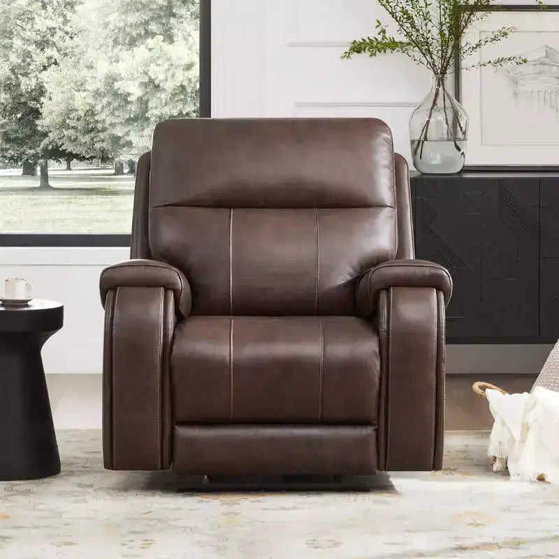 Spruce & Spring Genuine Leather Zero Gravity Power Recliner Chair with Charging Ports