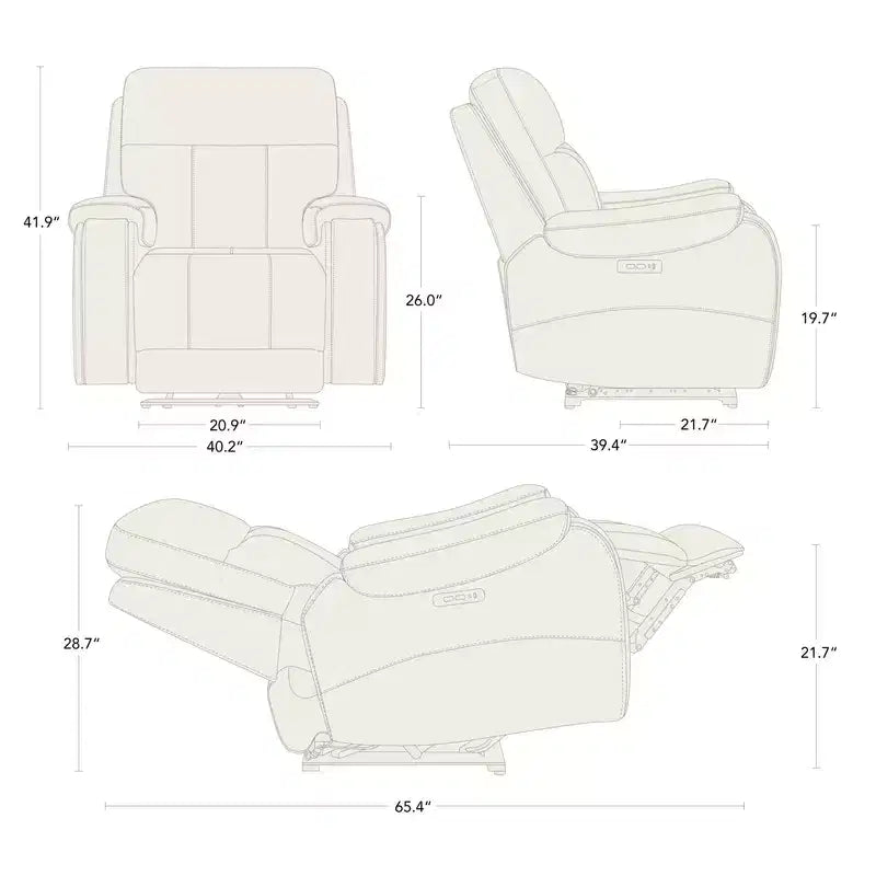 Spruce & Spring Genuine Leather Zero Gravity Power Recliner Chair with Charging Ports