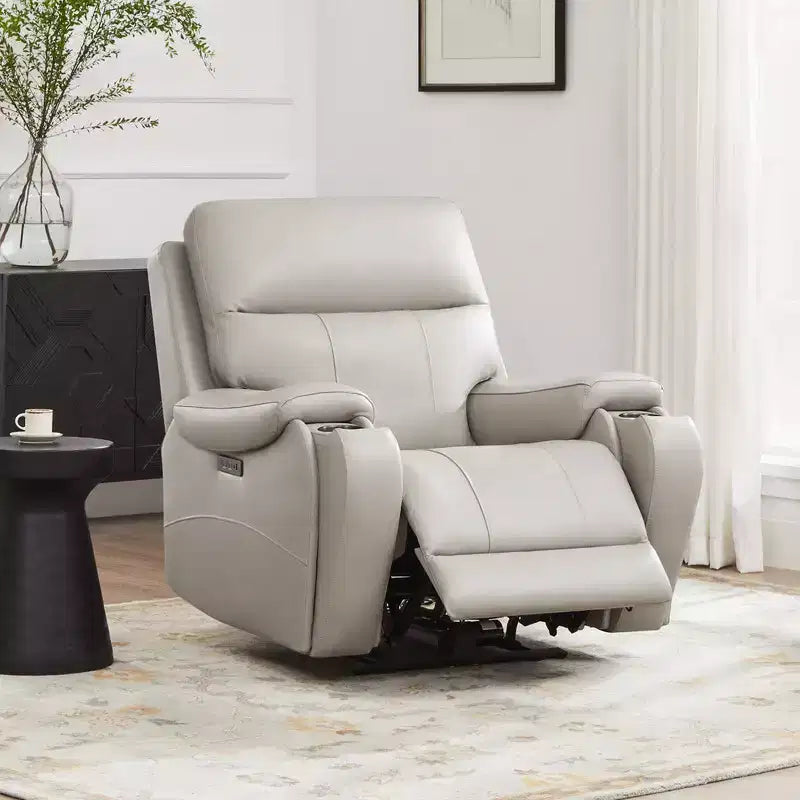 Spruce & Spring Genuine Leather Zero Gravity Power Recliner Chair with Charging Ports