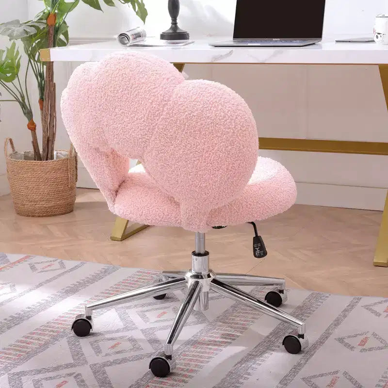 Okak Teddy Home Office Desk Chairs, Soft Swivel Chair with Adjustable Height and Metal Base, Criss Cross Chair for Office, Home