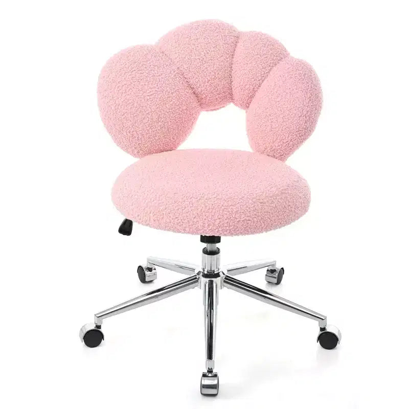 Okak Teddy Home Office Desk Chairs, Soft Swivel Chair with Adjustable Height and Metal Base, Criss Cross Chair for Office, Home