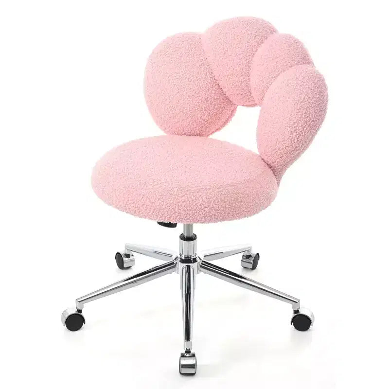 Okak Teddy Home Office Desk Chairs, Soft Swivel Chair with Adjustable Height and Metal Base, Criss Cross Chair for Office, Home