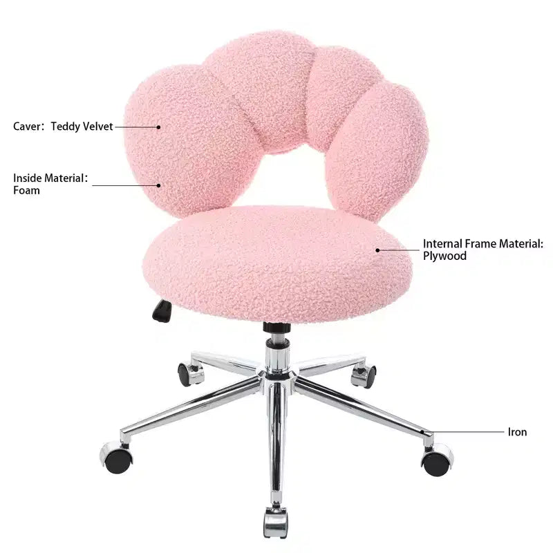 Okak Teddy Home Office Desk Chairs, Soft Swivel Chair with Adjustable Height and Metal Base, Criss Cross Chair for Office, Home