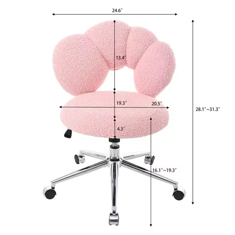 Okak Teddy Home Office Desk Chairs, Soft Swivel Chair with Adjustable Height and Metal Base, Criss Cross Chair for Office, Home