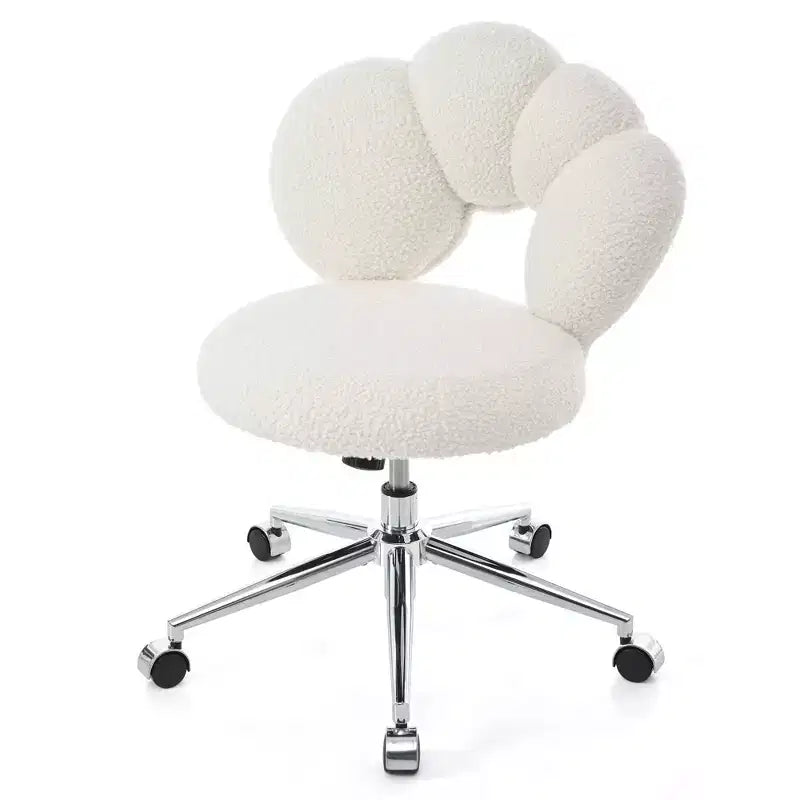 Okak Teddy Home Office Desk Chairs, Soft Swivel Chair with Adjustable Height and Metal Base, Criss Cross Chair for Office, Home