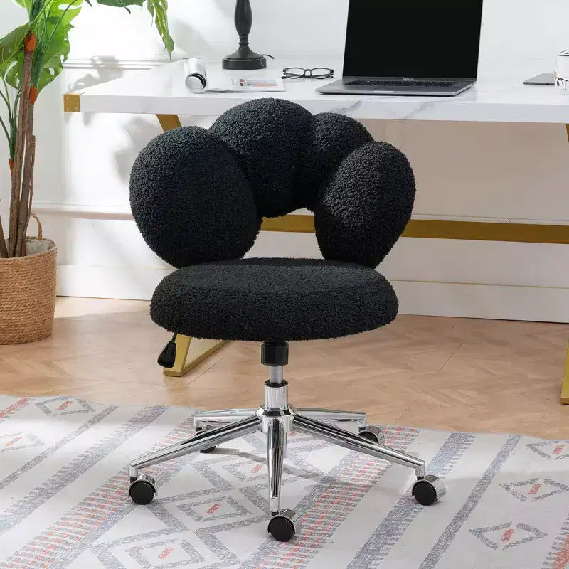 Okak Teddy Home Office Desk Chairs, Soft Swivel Chair with Adjustable Height and Metal Base, Criss Cross Chair for Office, Home