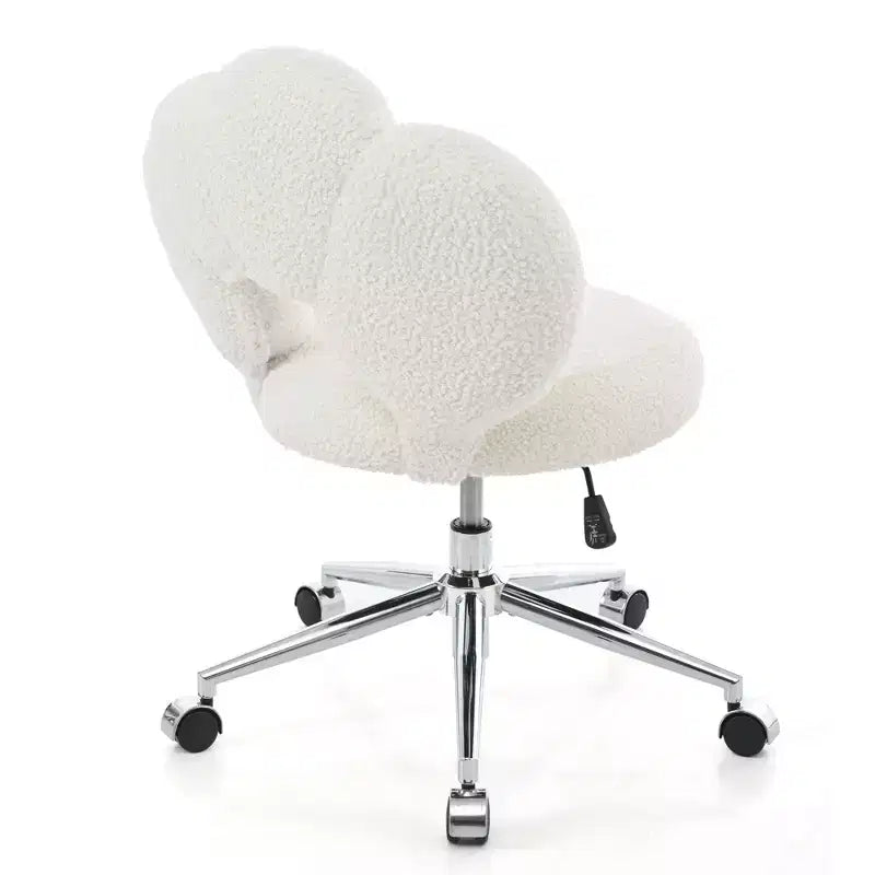 Okak Teddy Home Office Desk Chairs, Soft Swivel Chair with Adjustable Height and Metal Base, Criss Cross Chair for Office, Home