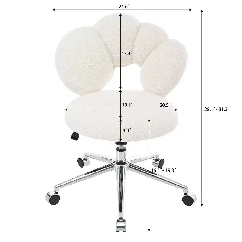 Okak Teddy Home Office Desk Chairs, Soft Swivel Chair with Adjustable Height and Metal Base, Criss Cross Chair for Office, Home