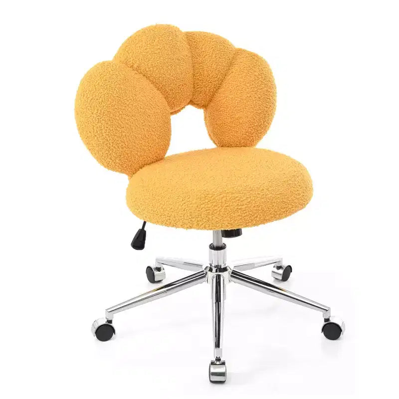 Okak Teddy Home Office Desk Chairs, Soft Swivel Chair with Adjustable Height and Metal Base, Criss Cross Chair for Office, Home