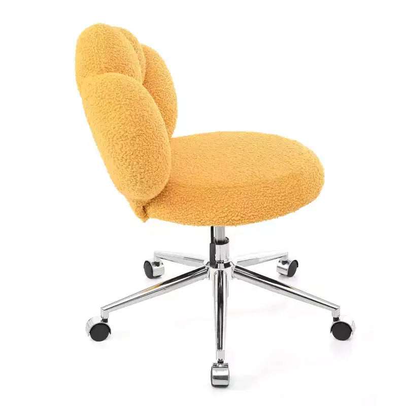 Okak Teddy Home Office Desk Chairs, Soft Swivel Chair with Adjustable Height and Metal Base, Criss Cross Chair for Office, Home