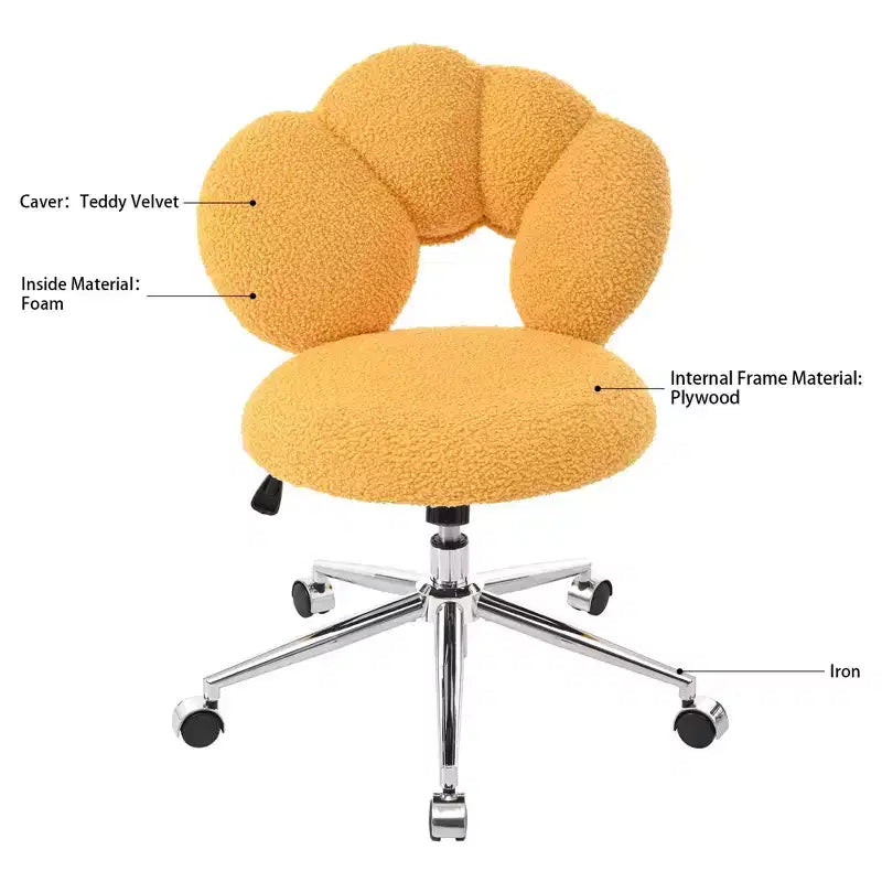 Okak Teddy Home Office Desk Chairs, Soft Swivel Chair with Adjustable Height and Metal Base, Criss Cross Chair for Office, Home