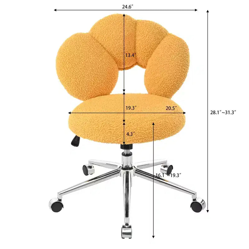 Okak Teddy Home Office Desk Chairs, Soft Swivel Chair with Adjustable Height and Metal Base, Criss Cross Chair for Office, Home