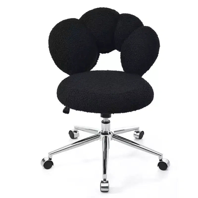 Okak Teddy Home Office Desk Chairs, Soft Swivel Chair with Adjustable Height and Metal Base, Criss Cross Chair for Office, Home