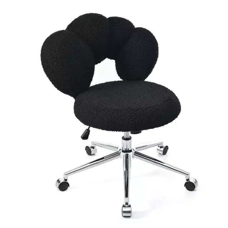 Okak Teddy Home Office Desk Chairs, Soft Swivel Chair with Adjustable Height and Metal Base, Criss Cross Chair for Office, Home