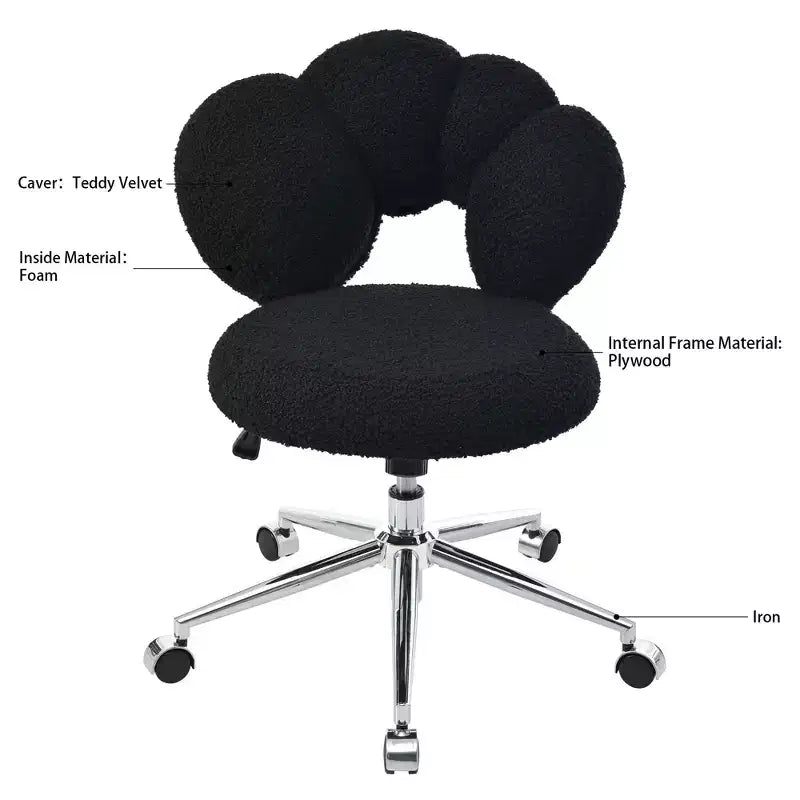 Okak Teddy Home Office Desk Chairs, Soft Swivel Chair with Adjustable Height and Metal Base, Criss Cross Chair for Office, Home