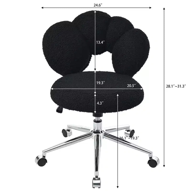 Okak Teddy Home Office Desk Chairs, Soft Swivel Chair with Adjustable Height and Metal Base, Criss Cross Chair for Office, Home