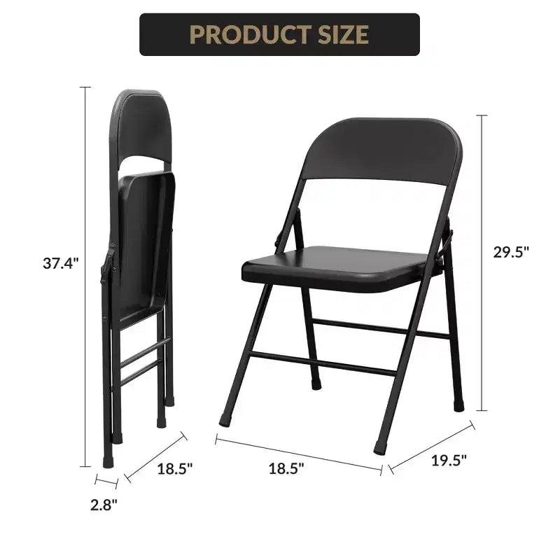 Folding Chairs 2 Pack - All-steel folding chairs with metal frame, 350 lbs weight capacity, portable, suitable for dining rooms, living rooms, etc.