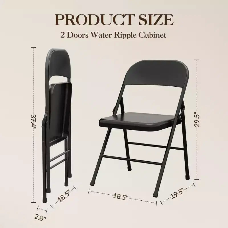 Folding Chairs 2 Pack - All-steel folding chairs with metal frame, 350 lbs weight capacity, portable, suitable for dining rooms, living rooms, etc.