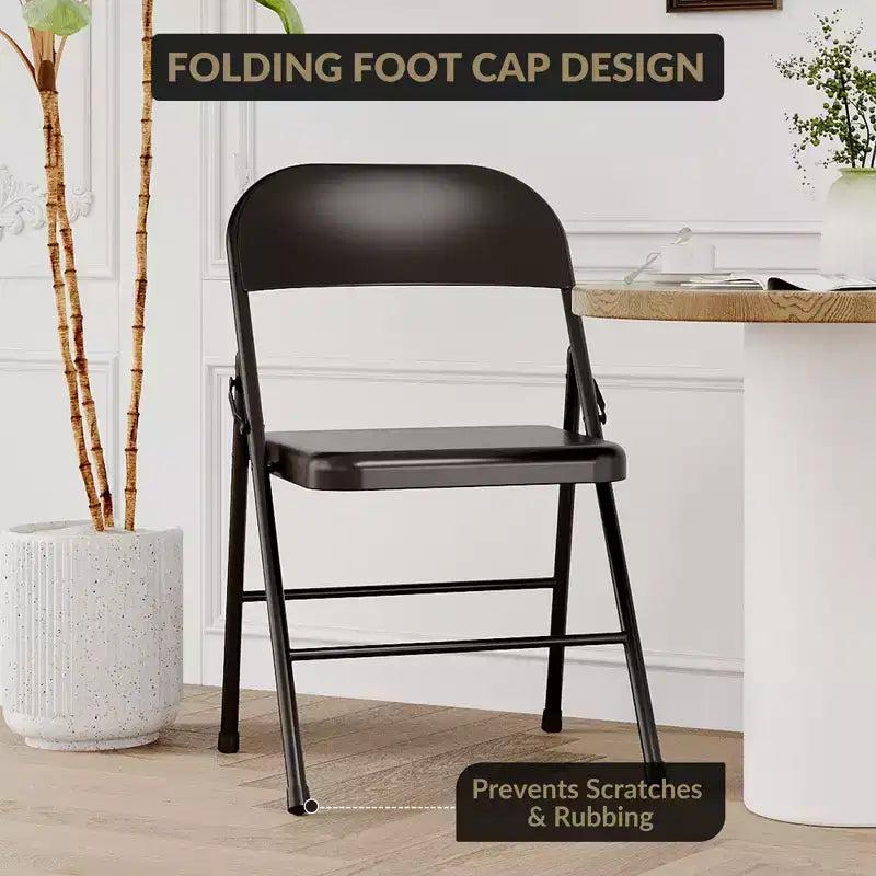 Folding Chairs 2 Pack - All-steel folding chairs with metal frame, 350 lbs weight capacity, portable, suitable for dining rooms, living rooms, etc.