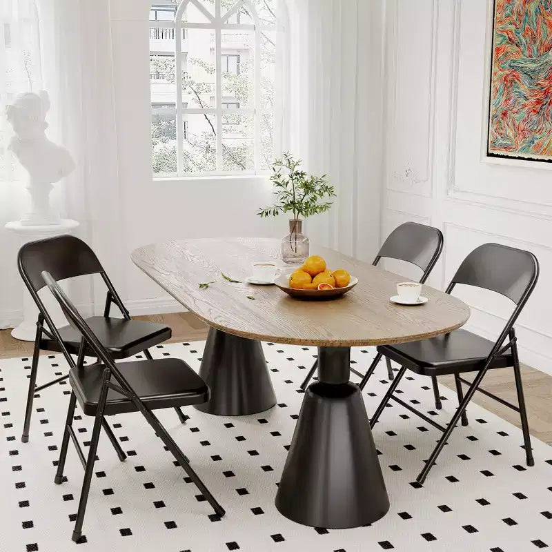 Folding Chairs 2 Pack - All-steel folding chairs with metal frame, 350 lbs weight capacity, portable, suitable for dining rooms, living rooms, etc.