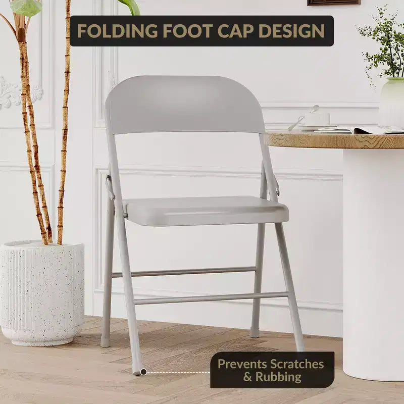 Folding Chairs 2 Pack - All-steel folding chairs with metal frame, 350 lbs weight capacity, portable, suitable for dining rooms, living rooms, etc.