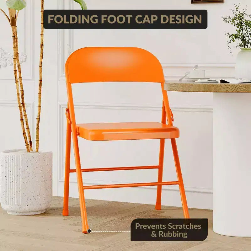 Folding Chairs 2 Pack - All-steel folding chairs with metal frame, 350 lbs weight capacity, portable, suitable for dining rooms, living rooms, etc.