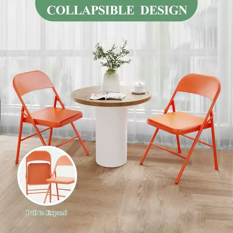 Folding Chairs 2 Pack - All-steel folding chairs with metal frame, 350 lbs weight capacity, portable, suitable for dining rooms, living rooms, etc.