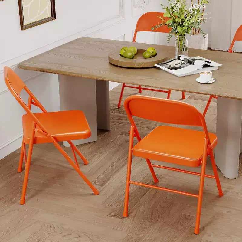 Folding Chairs 2 Pack - All-steel folding chairs with metal frame, 350 lbs weight capacity, portable, suitable for dining rooms, living rooms, etc.