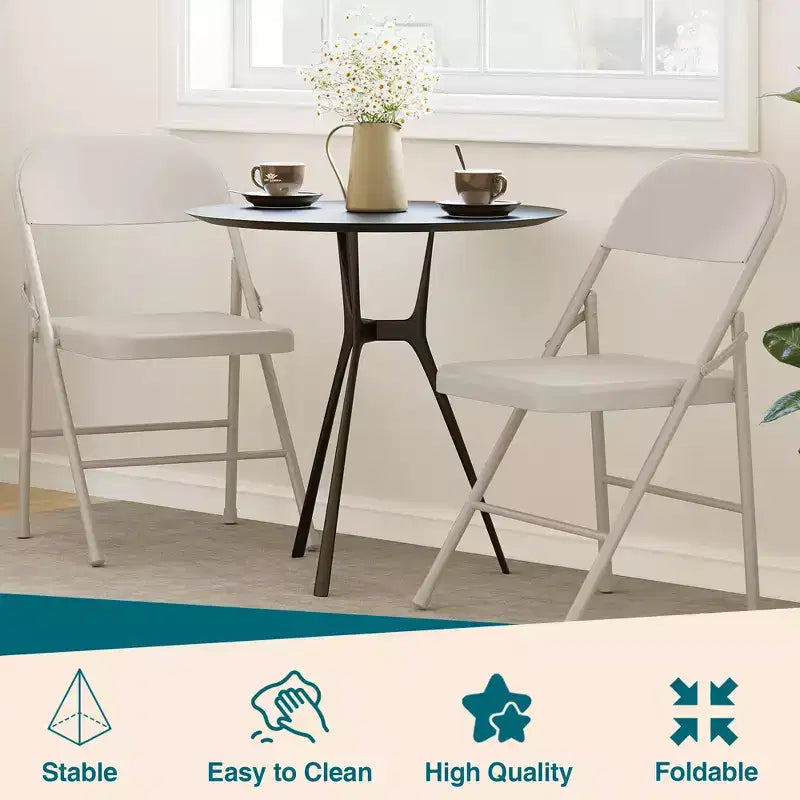 Folding Chairs 2 Pack - All-steel folding chairs with metal frame, 350 lbs weight capacity, portable, suitable for dining rooms, living rooms, etc.